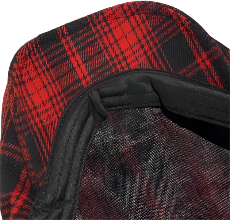 Red Plaid Goth Hat with Crosses grunge