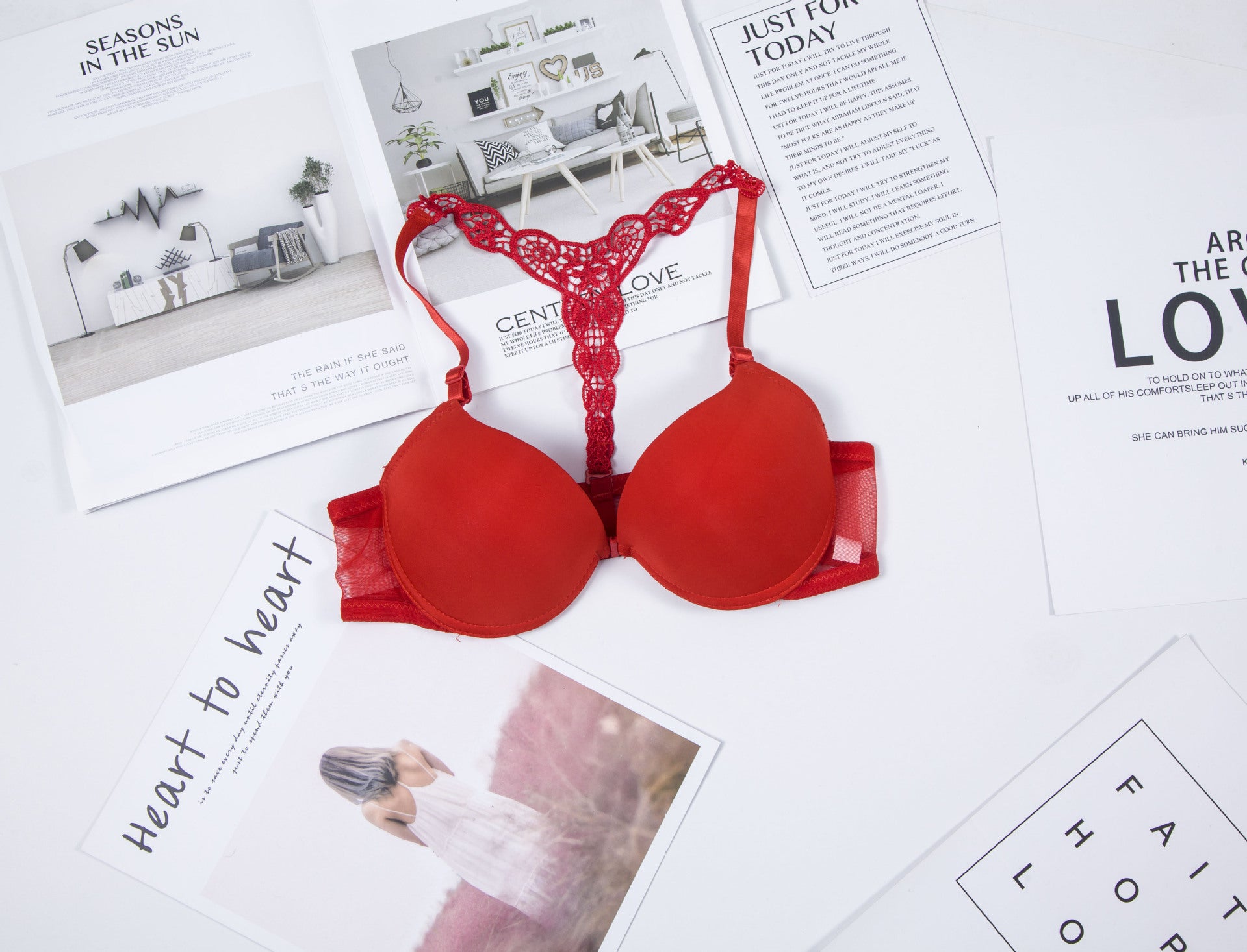 Red Goth Push Up Bra