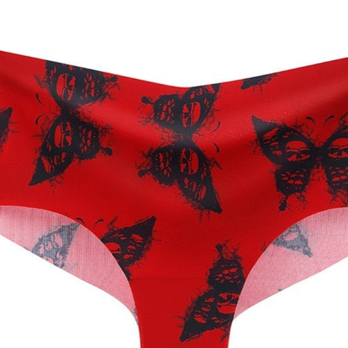 Red Gothic Butterfly Panty Seamless Womens