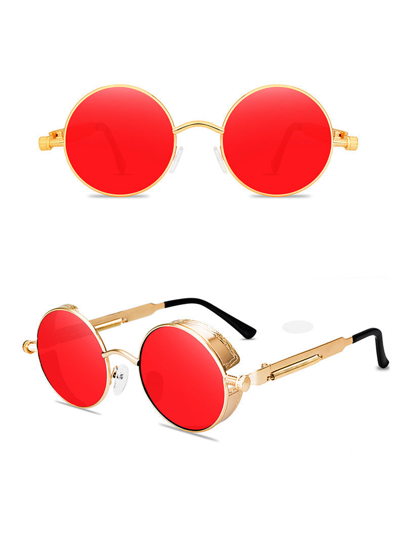 Red Gothic Sunglasses Round Steampunk