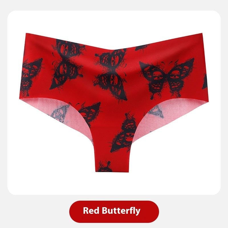 Red Gothic skull Butterfly Panty Seamless Womens