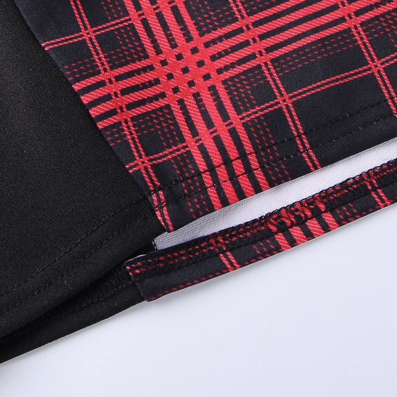 Red Plaid Punk Top Skirt Set Co Ord