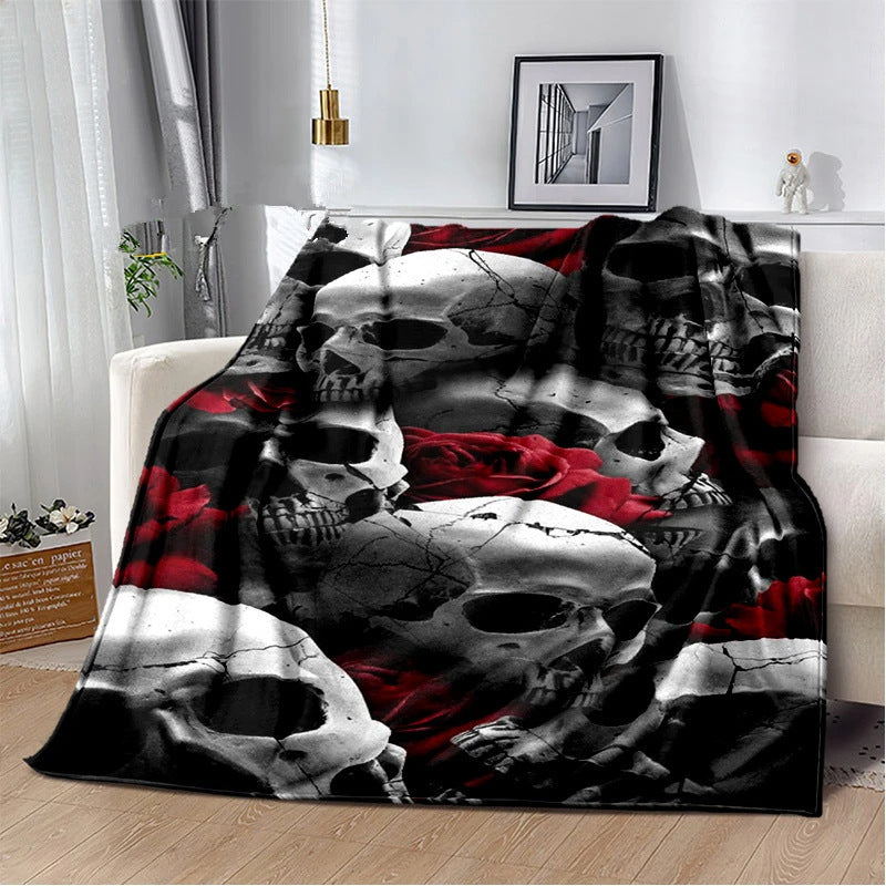 Red Rose Skull Blanket