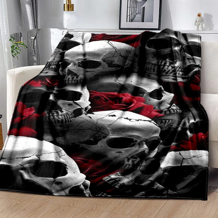 Red Rose Skull Blanket