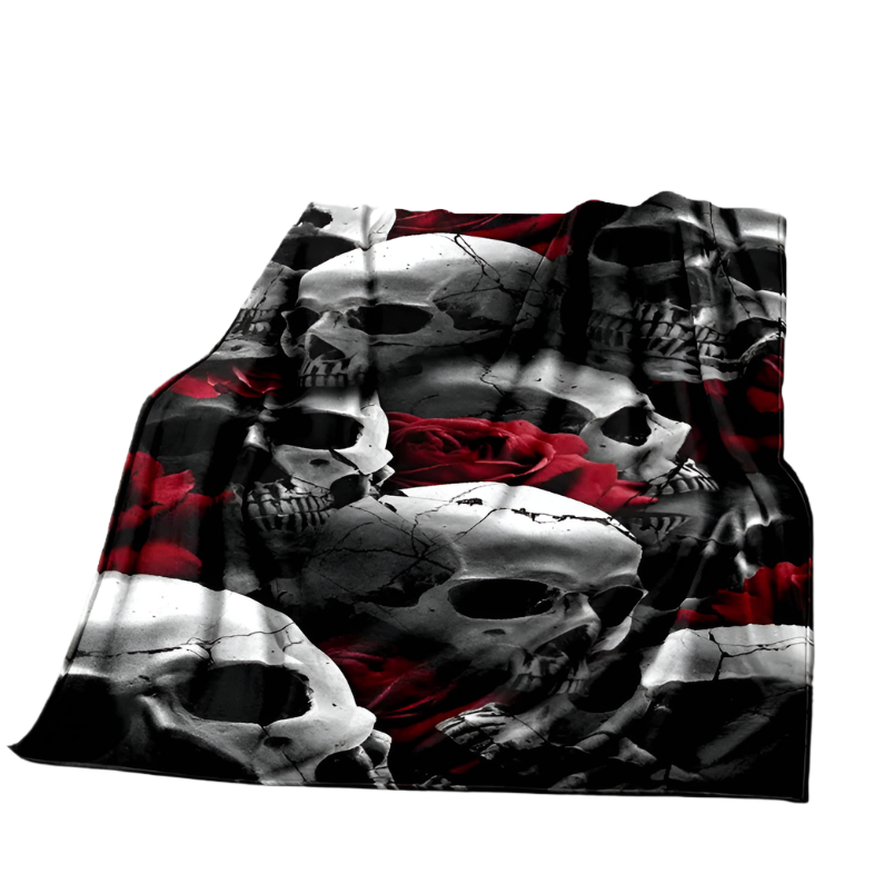 Red Rose Skull Blanket