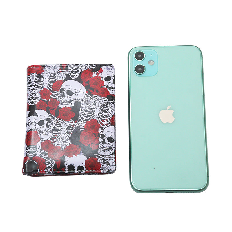 Red Roses and Skeleton red Wallet