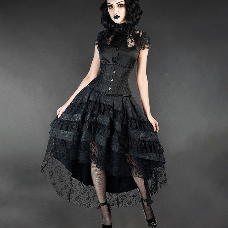Retro Lace Black Gothic Victorian Skirt Voluminous