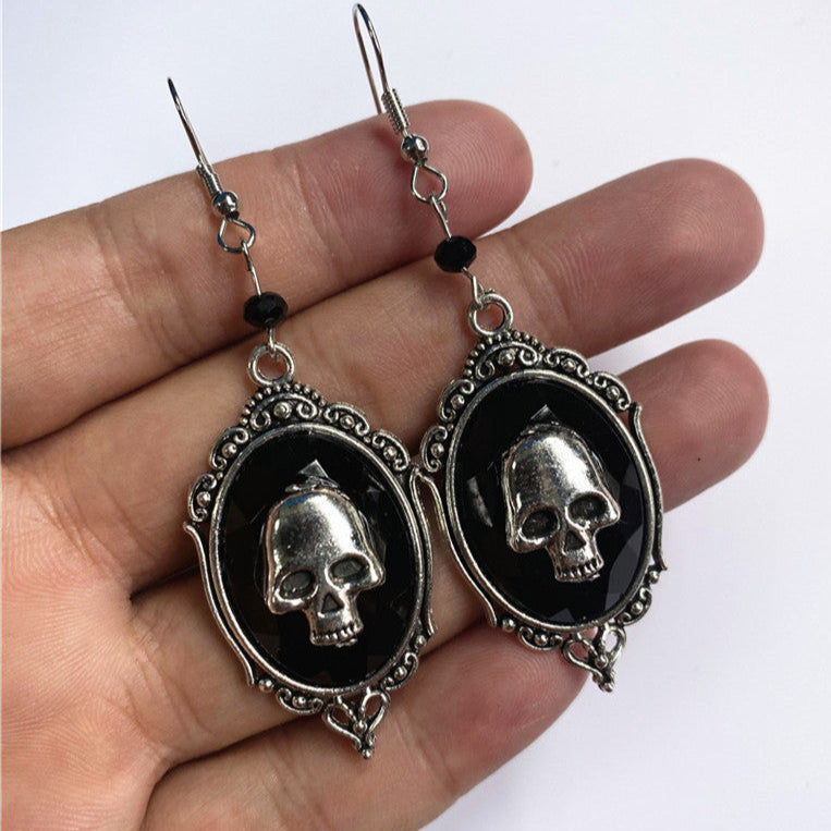Retro Victorian Goth Skull Earrings Womens