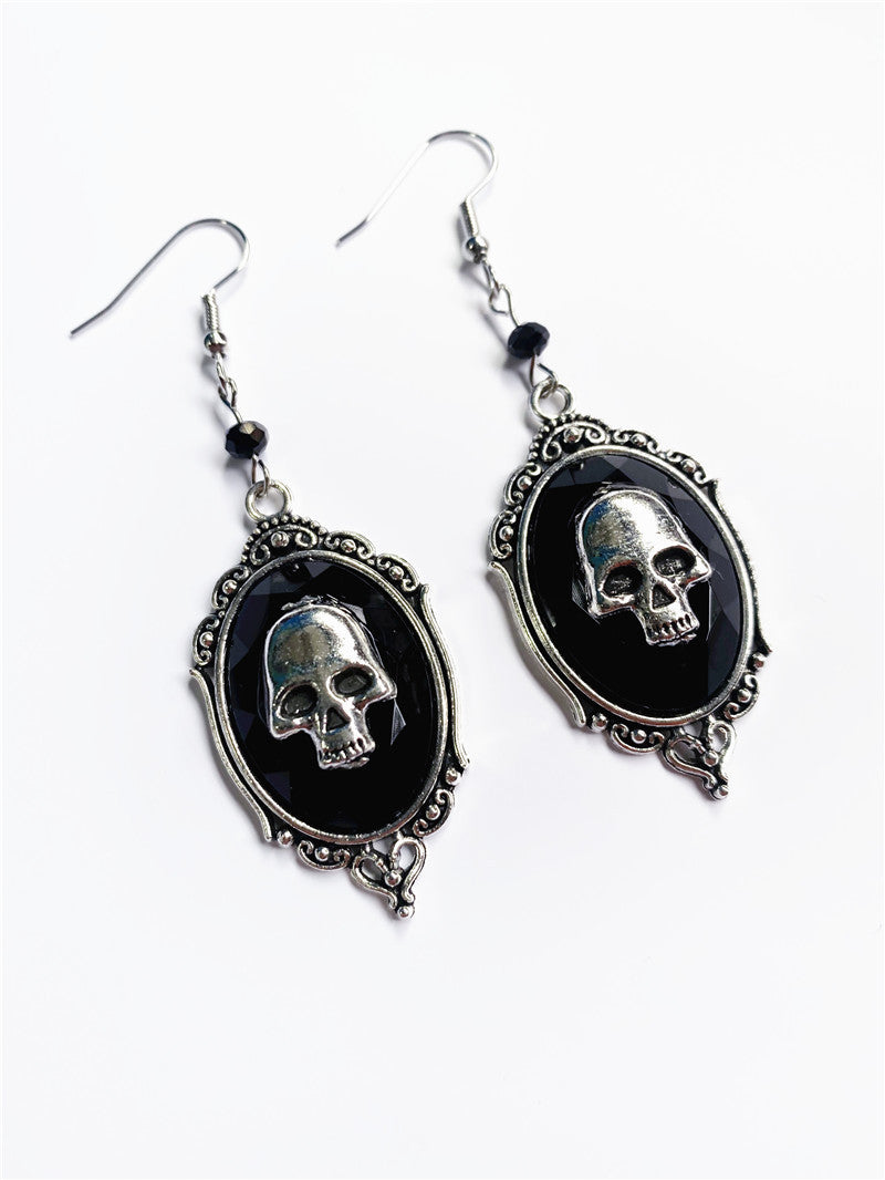 Retro Victorian Goth Skull Earrings Womens