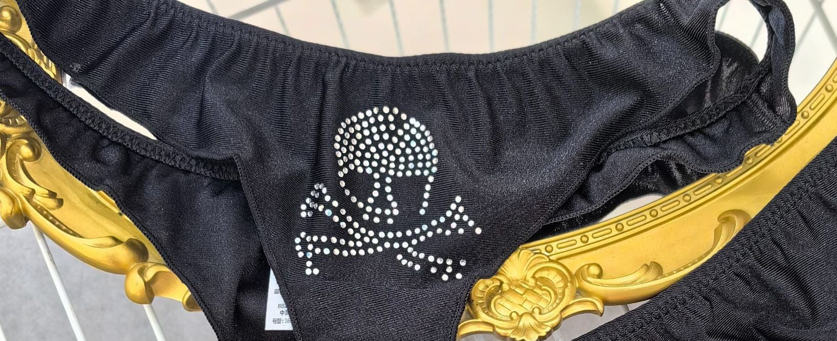 Rhinestone Skull Panties Gothic Style