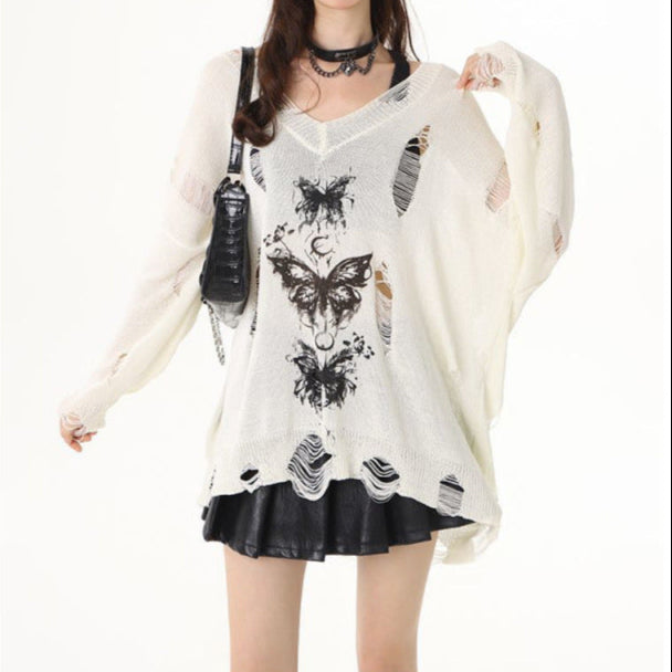 white goth blouse