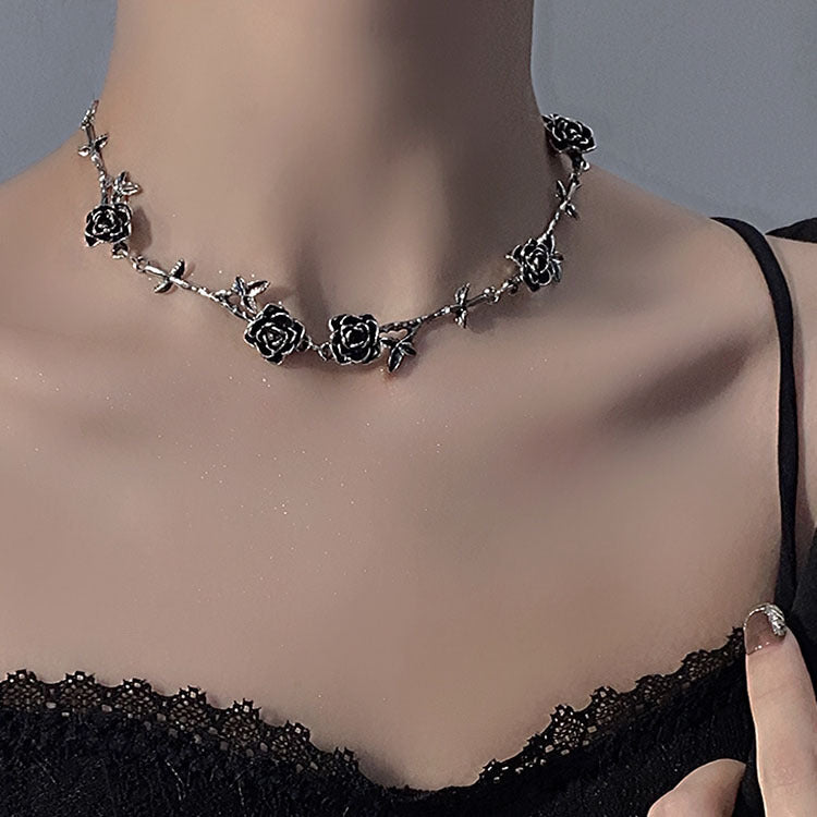 Thorn Rose Necklace Womens