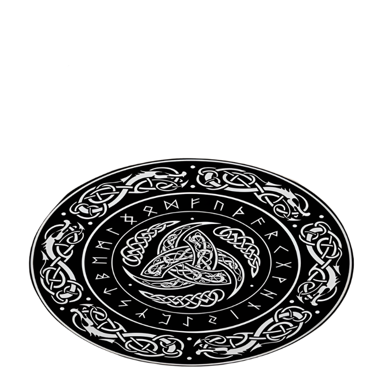Round Black Occult Rug viking