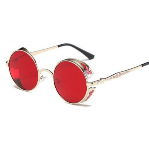 Round Red Gothic Sunglasses