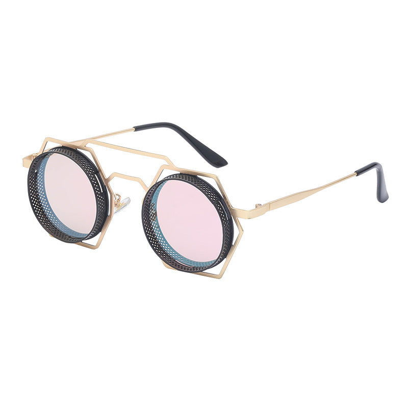 Round Steampunk Sunglasses black