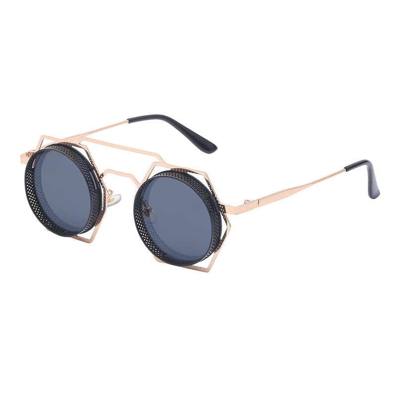Round black Steampunk Sunglasses Unisex