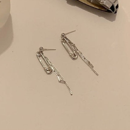 goth Safety Pin Earrings Womens