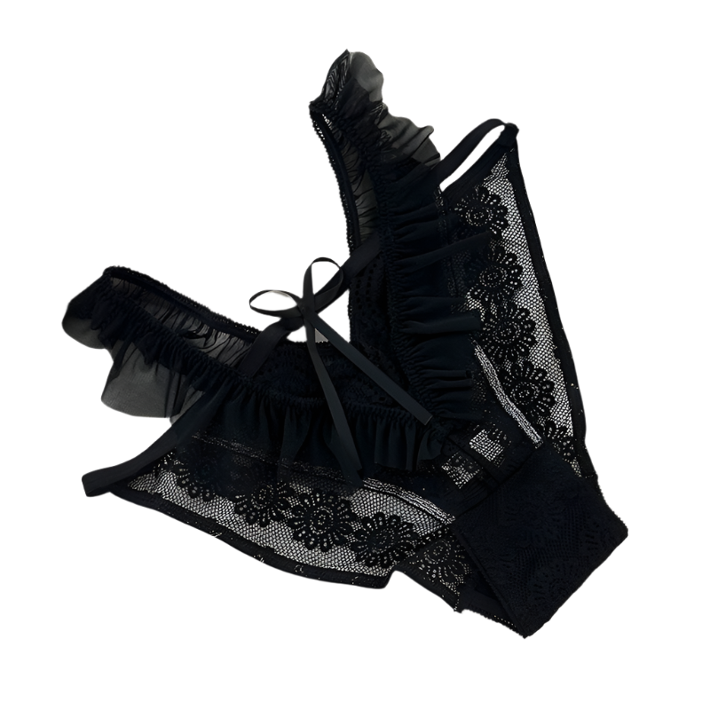 Sexy Black Panty with Lace Ruffles