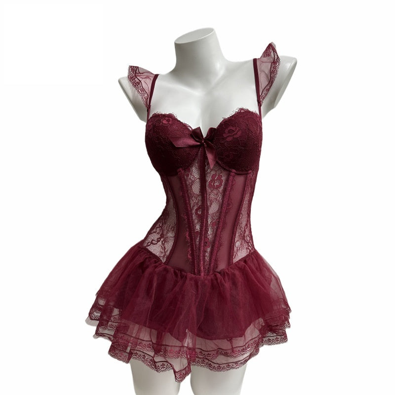 red Sexy Gothic Lingerie Dress Black