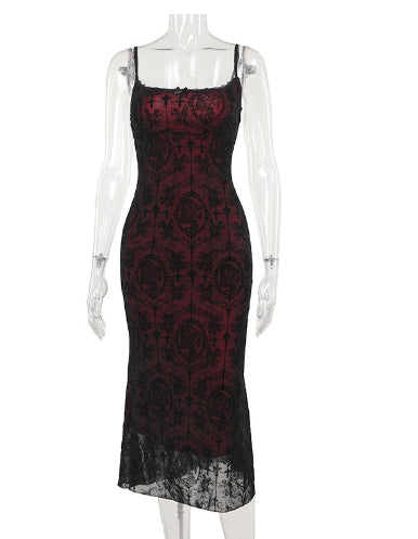 Sheer Lace Goth Dress midi