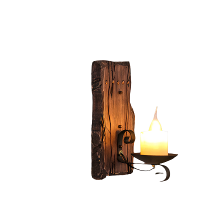 Simulation electronic  Candle Wall Light with Wooden Base