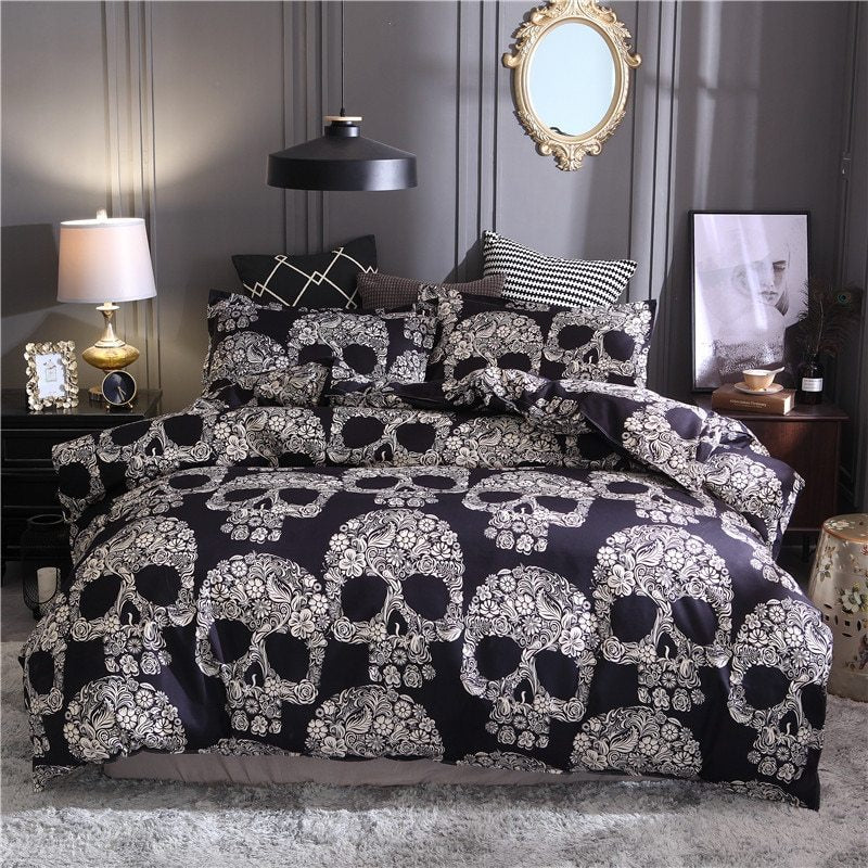 Skull Bedclothes Goth Quilt Cover Set
