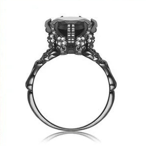 Skull Black Zircon Heart Ring for Women