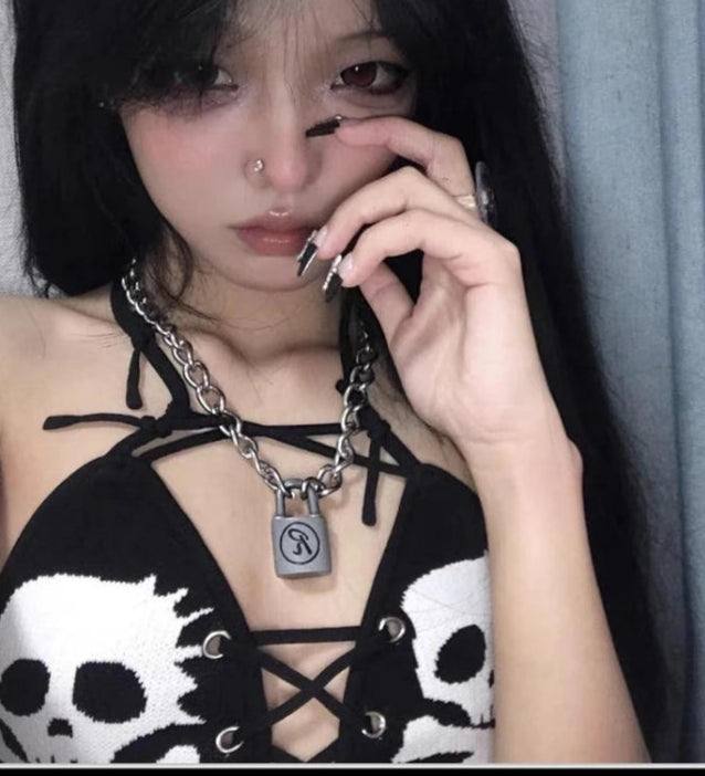 Skull Goth Triangle Bikini Set