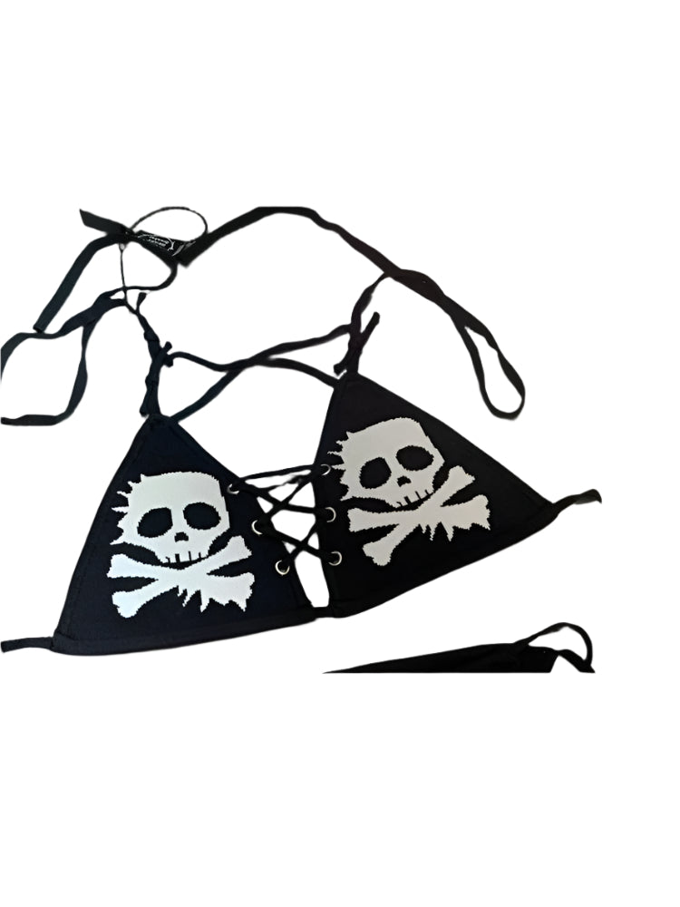Skull Goth Triangle Bikini Set