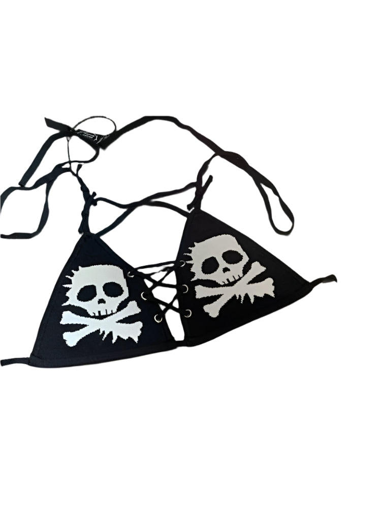 Skull Goth Triangle Bikini Set