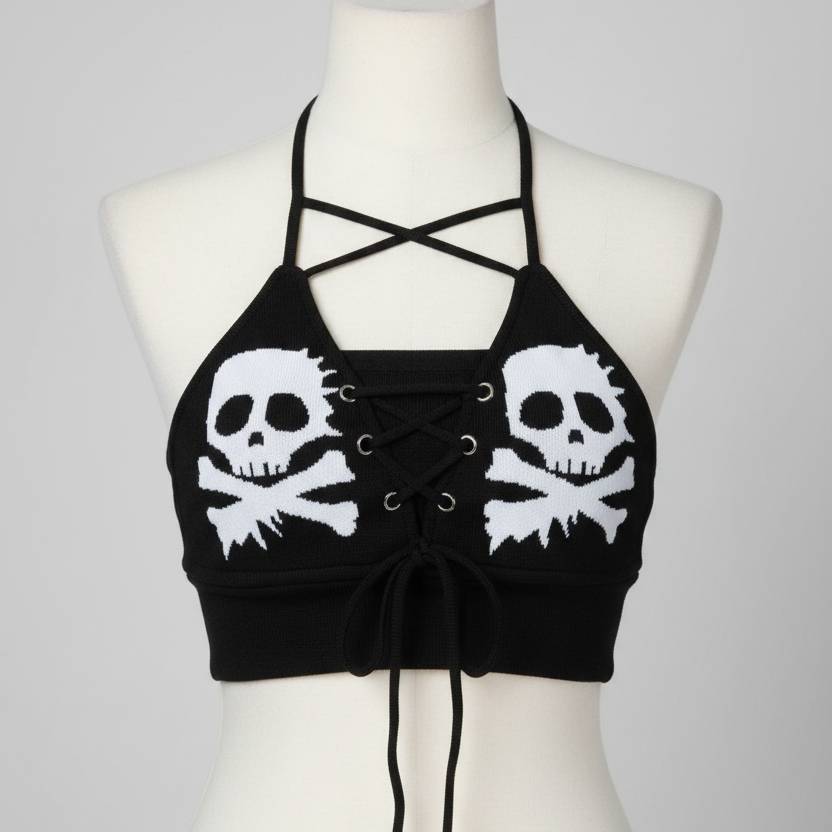Skull Goth Triangle Bikini Set
