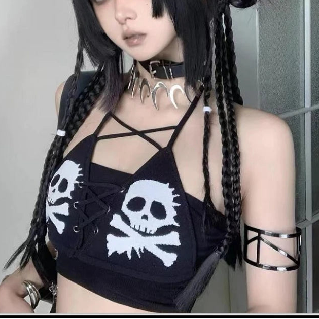 Skull Goth Triangle Bikini Set
