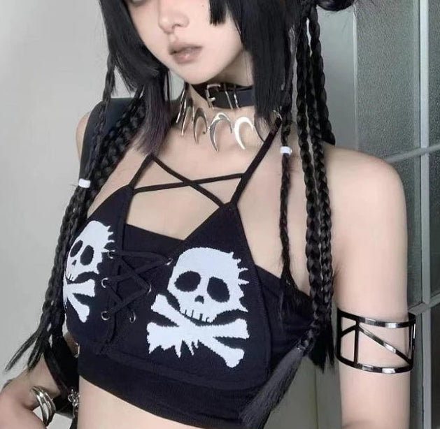 Skull Goth Triangle Bikini Set