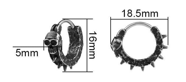 Small Black Skull Hoop Earring