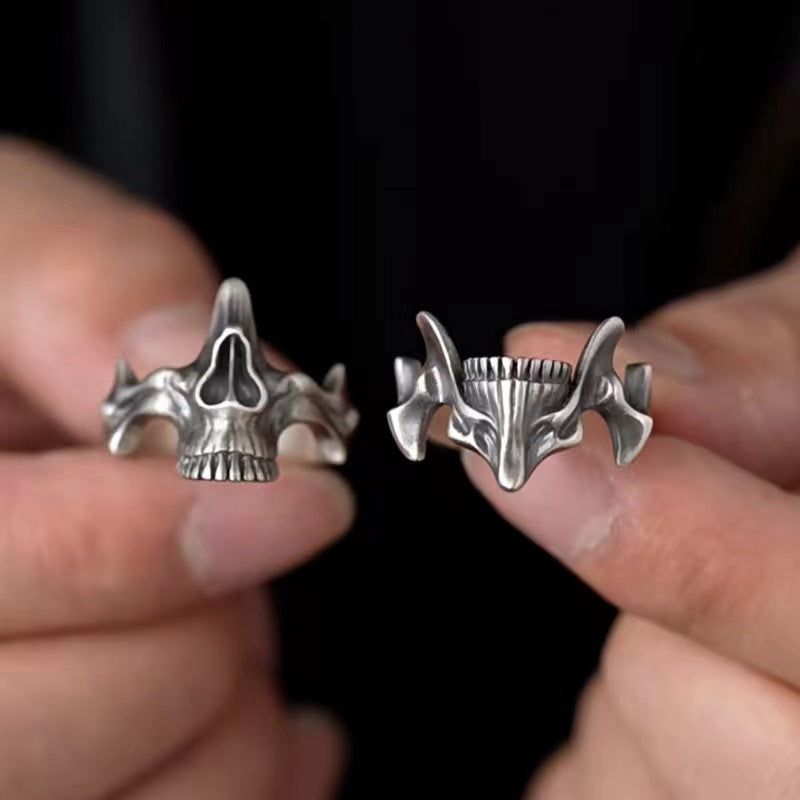2 Pcs Skull Jaw Matching Ring Set