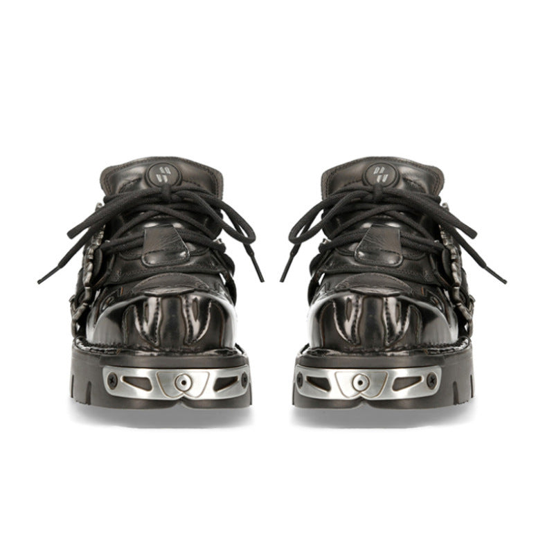 Skull Sneakers Goth Black Vegan Leather