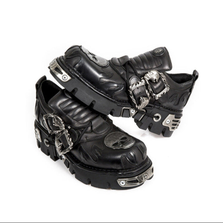 Skull Sneakers Goth Black Vegan Leather