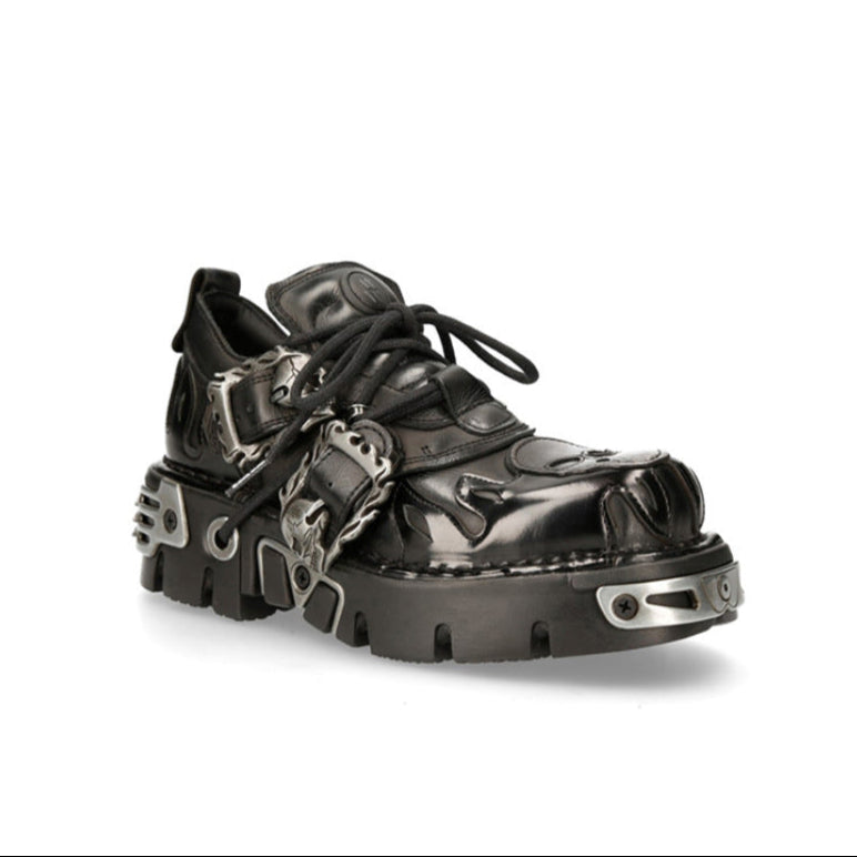 Skull Sneakers Goth Black Vegan Leather