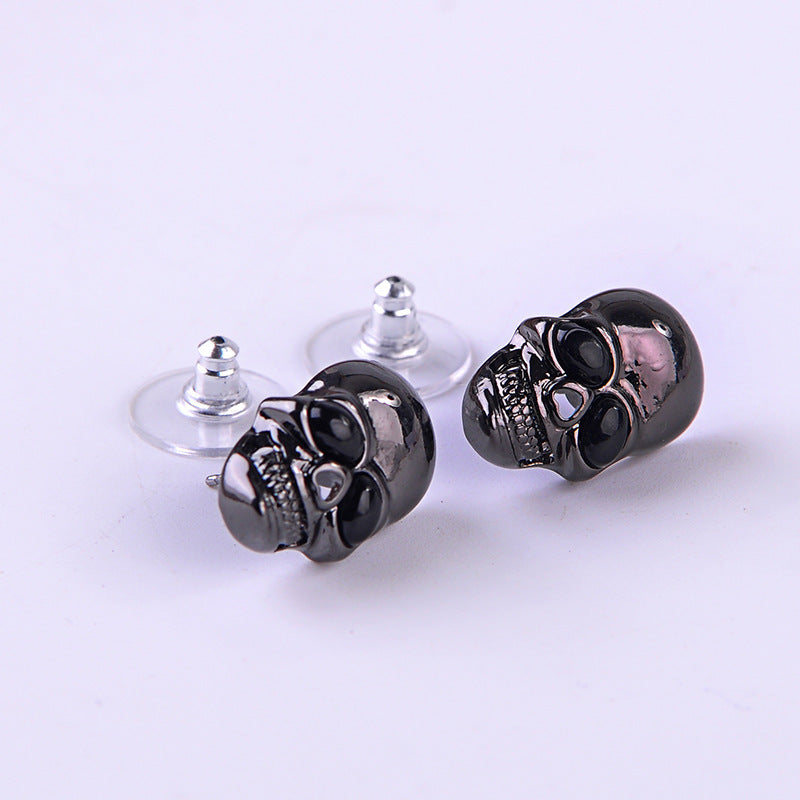 Black Skull Stud Earrings Gothic Small