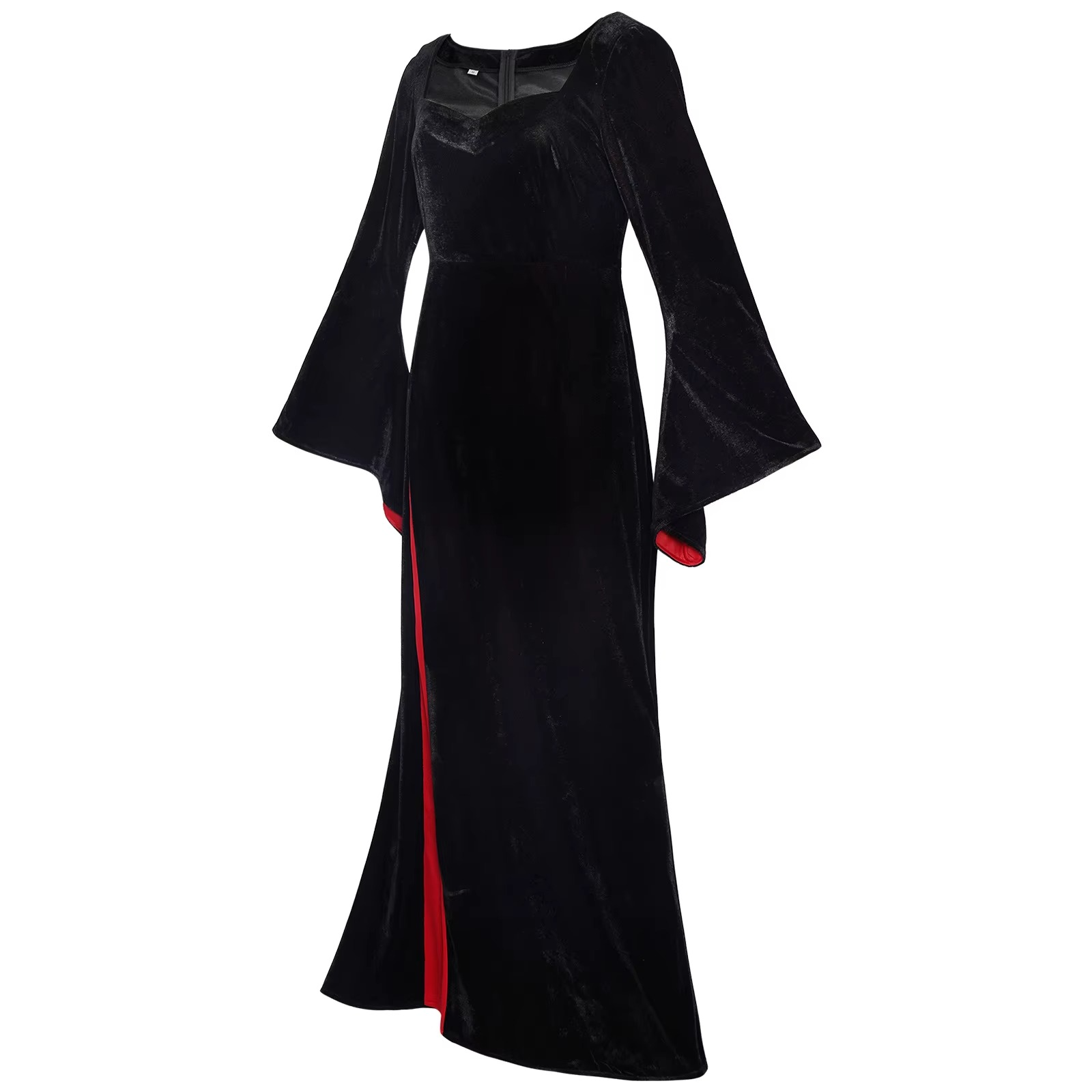 Slit Vampire Dress Velvet black red
