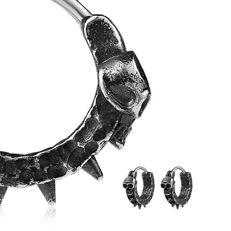 Small Black Skull Hoop Earring