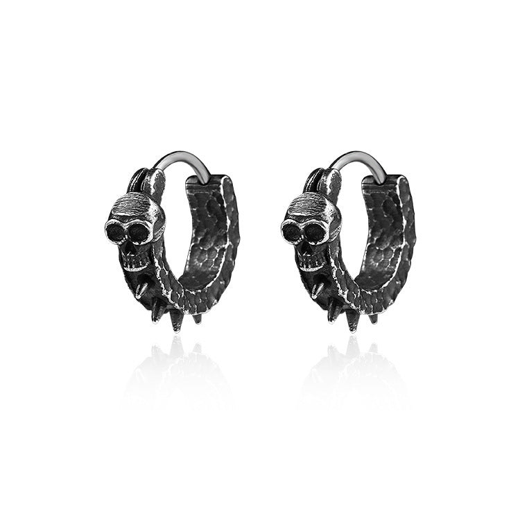 Small Black Skull Hoop Earring
