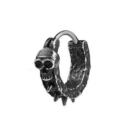 Small Black Skull Hoop Earring