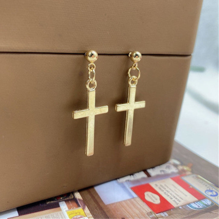Small Cross Dangle Earrings long