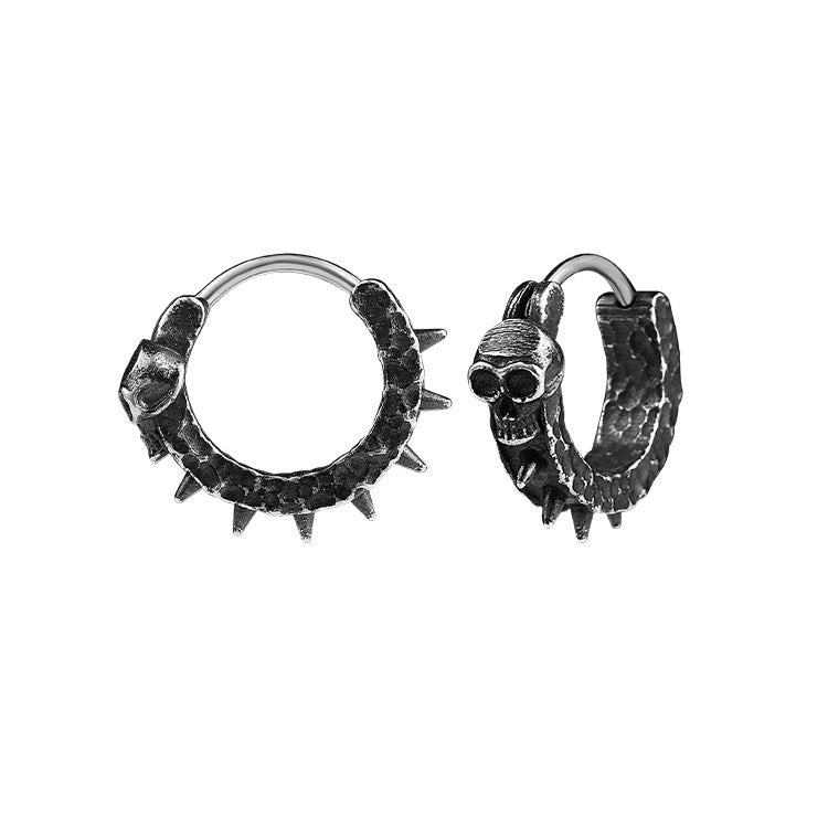 Small Black Skull Hoop Earring