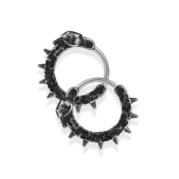 Small Black Skull Hoop Earring