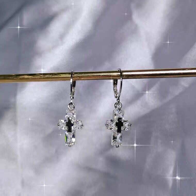 Small Transparent Cross Earrings