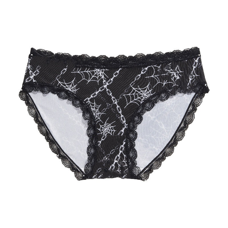 black Spider Web Goth Panty Womens