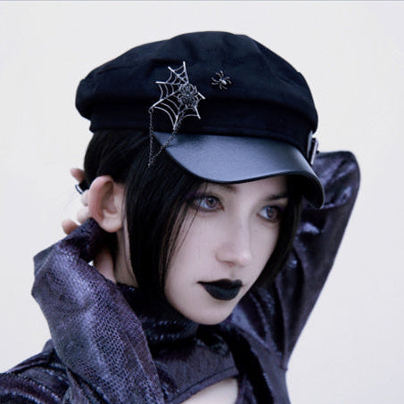 Spider Web Hat Gothic Black with Spider