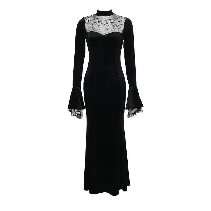 long Spider Web Lace Dress